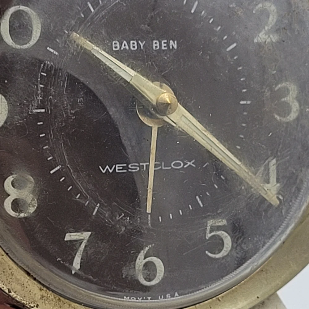 Westclox Model 1158056 Travel Alarm BABY BEN White Gold Glow In TheDark Untested